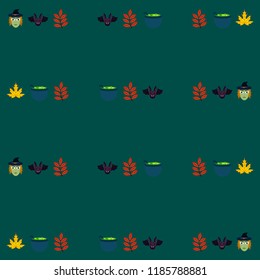Halloween autumn fallen leaves mask witches bat vector