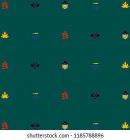 Halloween autumn fallen leaves mask witches bat vector