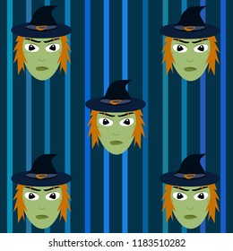 Halloween autumn fallen leaves, witch and bat vector