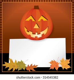 A Halloween or Autumn Jack o Lantern background theme. Room for copy. Vector EPS 10.