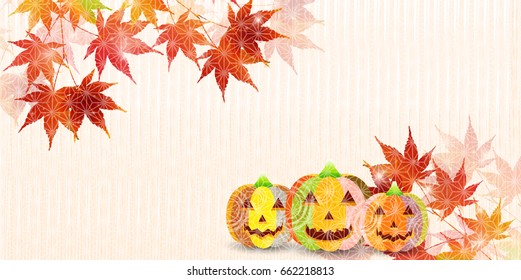 Halloween autumn leaves pumpkin background