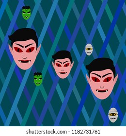 Halloween Autumn Mask Dracula Franckenstein Mummy Bat Vector