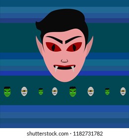 Halloween Autumn Mask Dracula Franckenstein Mummy Bat Vector