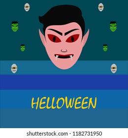 Halloween Autumn Mask Dracula Franckenstein Mummy Bat Vector