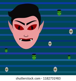 Halloween Autumn Mask Dracula Franckenstein Mummy Bat Vector