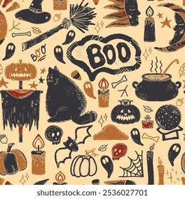 Halloween Autumn Mystical Retro Vintage Pattern