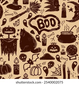 Halloween Autumn Mystical Retro Vintage Pattern