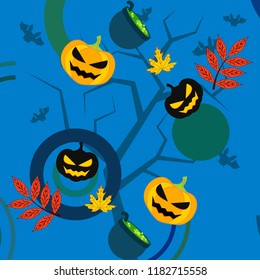 Halloween autumn pumpkin fallen leaf witch cauldron vector Halloween autumn pumpkin fallen leaf witch cauldron vector
