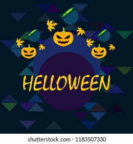 Halloween autumn pumpkin fallen leaf witch cauldron vector