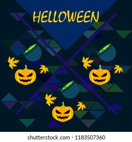 Halloween autumn pumpkin fallen leaf witch cauldron vector