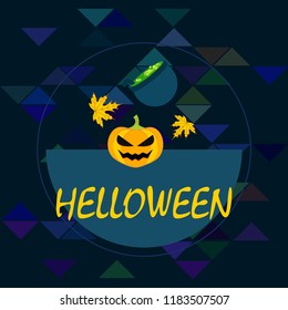 Halloween autumn pumpkin fallen leaf witch cauldron vector