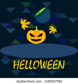 Halloween autumn pumpkin fallen leaf witch cauldron vector