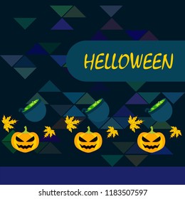 Halloween autumn pumpkin fallen leaf witch cauldron vector