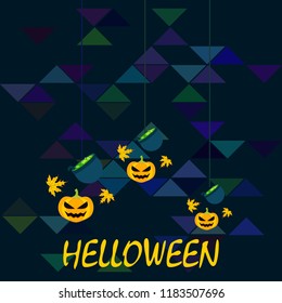 Halloween autumn pumpkin fallen leaf witch cauldron vector