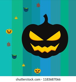 Halloween autumn pumpkin fallen leaf witch cauldron vector