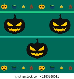 Halloween autumn pumpkin fallen leaf witch cauldron vector