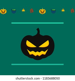 Halloween autumn pumpkin fallen leaf witch cauldron vector