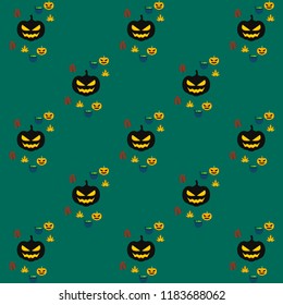 Halloween autumn pumpkin fallen leaf witch cauldron vector