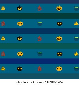 Halloween autumn pumpkin fallen leaf witch cauldron vector