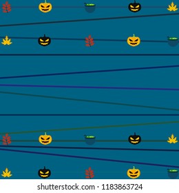 Halloween autumn pumpkin fallen leaf witch cauldron vector