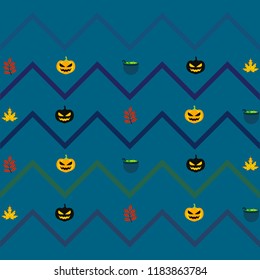 Halloween autumn pumpkin fallen leaf witch cauldron vector