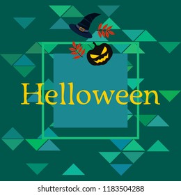 halloween autumn pumpkin fallen leaves, pumpkin and witch hat vector