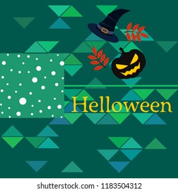 halloween autumn pumpkin fallen leaves, pumpkin and witch hat vector