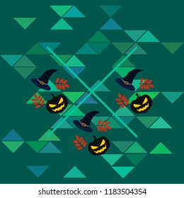halloween autumn pumpkin fallen leaves hubcap witch vector
