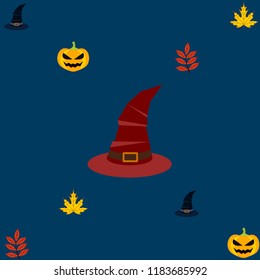 halloween autumn pumpkin fallen leaves hubcap witch vector