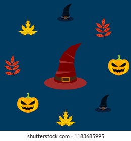 halloween autumn pumpkin fallen leaves hubcap witch vector