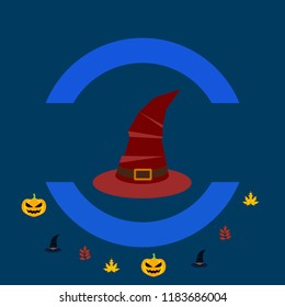 halloween autumn pumpkin fallen leaves hubcap witch vector