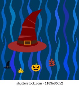 halloween autumn pumpkin fallen leaves hubcap witch vector