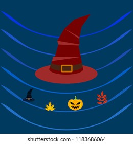 halloween autumn pumpkin fallen leaves hubcap witch vector