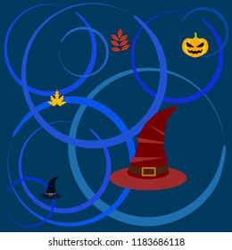 halloween autumn pumpkin fallen leaves hubcap witch vector