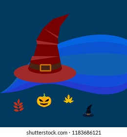 halloween autumn pumpkin fallen leaves hubcap witch vector