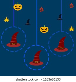 halloween autumn pumpkin fallen leaves hubcap witch vector