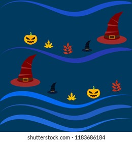 halloween autumn pumpkin fallen leaves hubcap witch vector