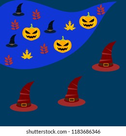 halloween autumn pumpkin fallen leaves hubcap witch vector