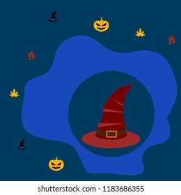 halloween autumn pumpkin fallen leaves hubcap witch vector