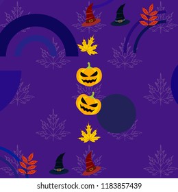 halloween autumn pumpkin fallen leaves hubcap witch vector