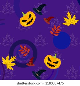 halloween autumn pumpkin fallen leaves hubcap witch vector