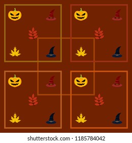 halloween autumn pumpkin fallen leaves hubcap witch vector