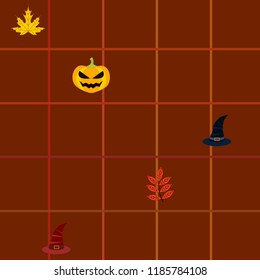 halloween autumn pumpkin fallen leaves hubcap witch vector