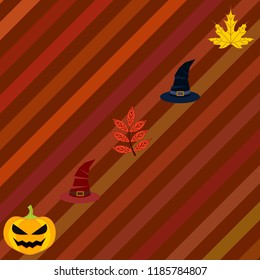 halloween autumn pumpkin fallen leaves hubcap witch vector
