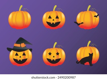 Halloween otoño calabazas conjunto de Vector