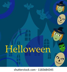Halloween Autumn Witch Skull Frankenstein Vector