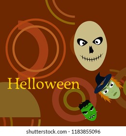 Halloween Autumn Witch Skull Frankenstein Vector