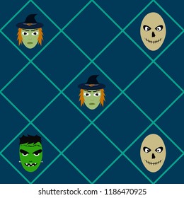Halloween Autumn Witch Skull Frankenstein Vector