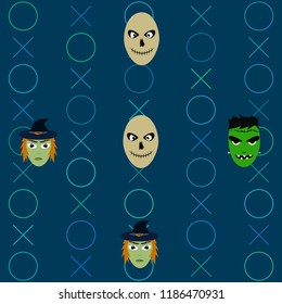 Halloween Autumn Witch Skull Frankenstein Vector
