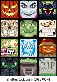 Halloween Avatars: Set of 12 Halloween square avatars.